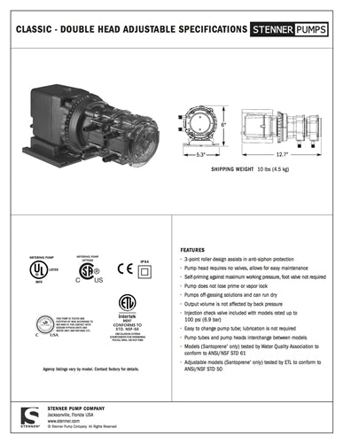 Dual Adjustable Head Specifications