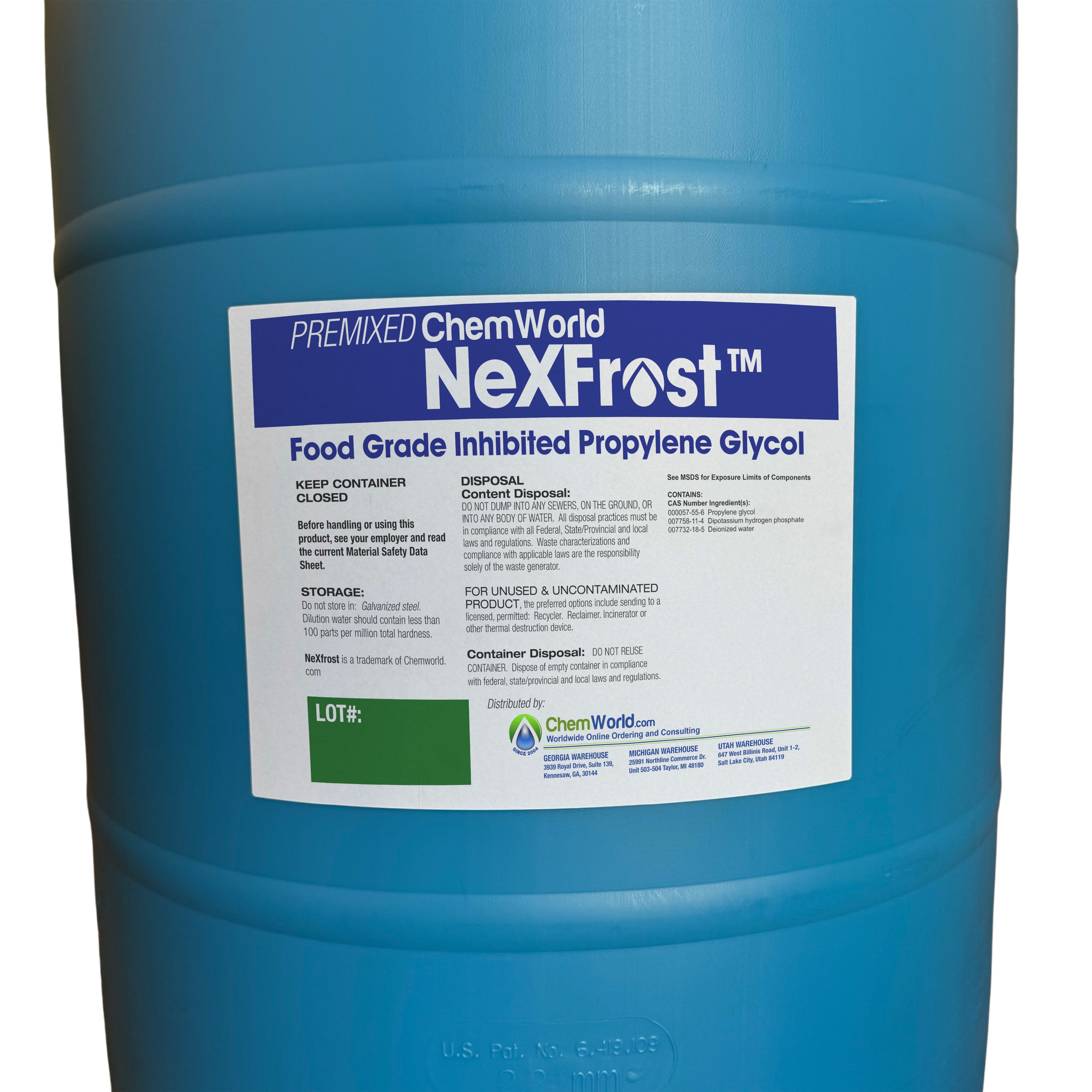 Premixed Chemworld NexFrost Glycol (20% to 60%) - 55 Gallons