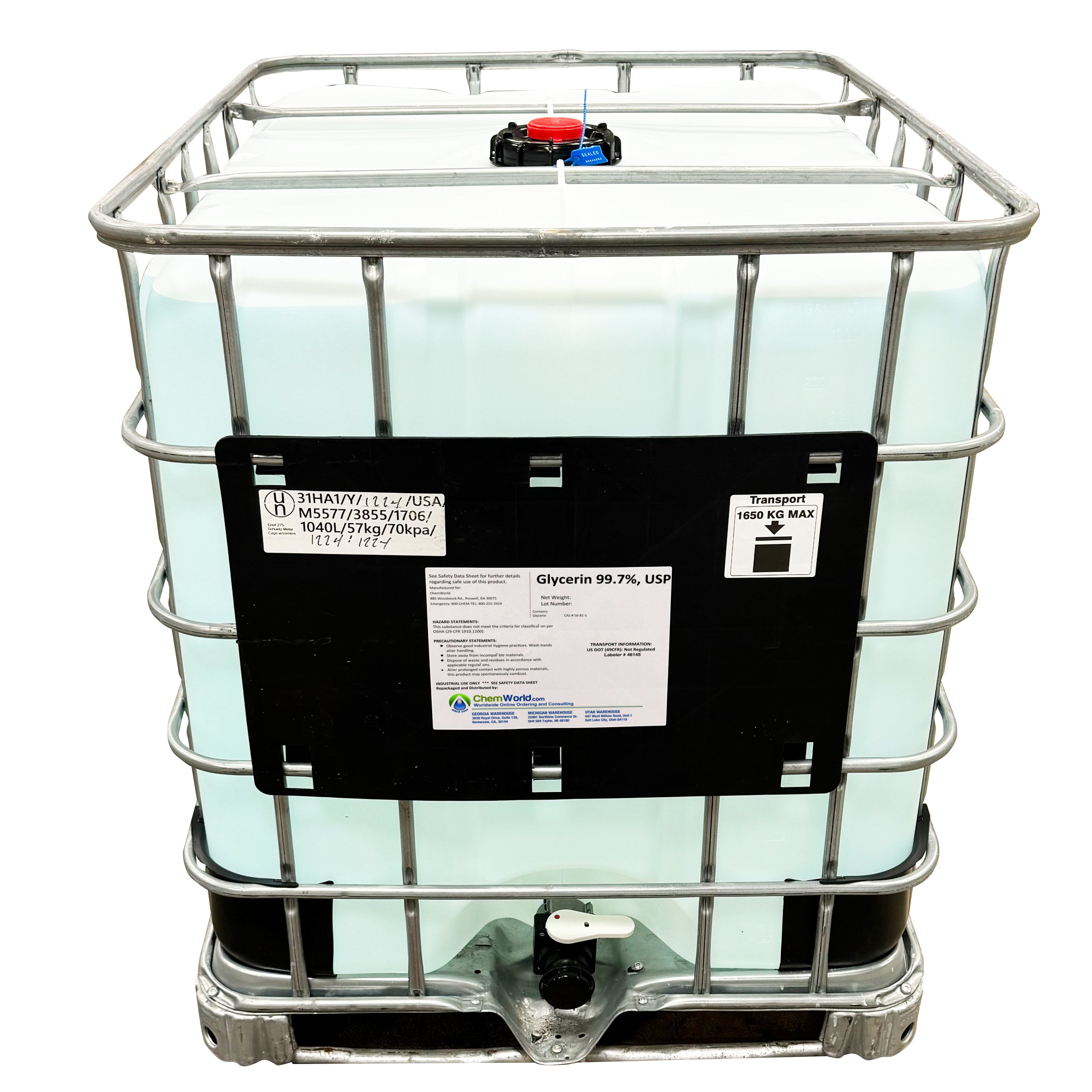 Glycerin USP (Made in the USA) - 326 Gal (3400 pounds)