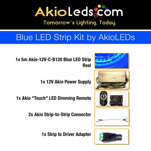 Complete AkioLED Blue LED Strip Kit - 5 meters