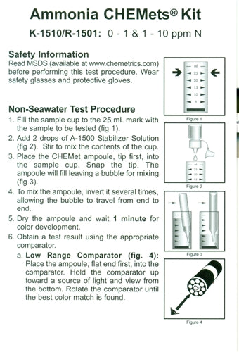Ammonia Test Kit - 0 to 1 and 1 to 10 ppm N.