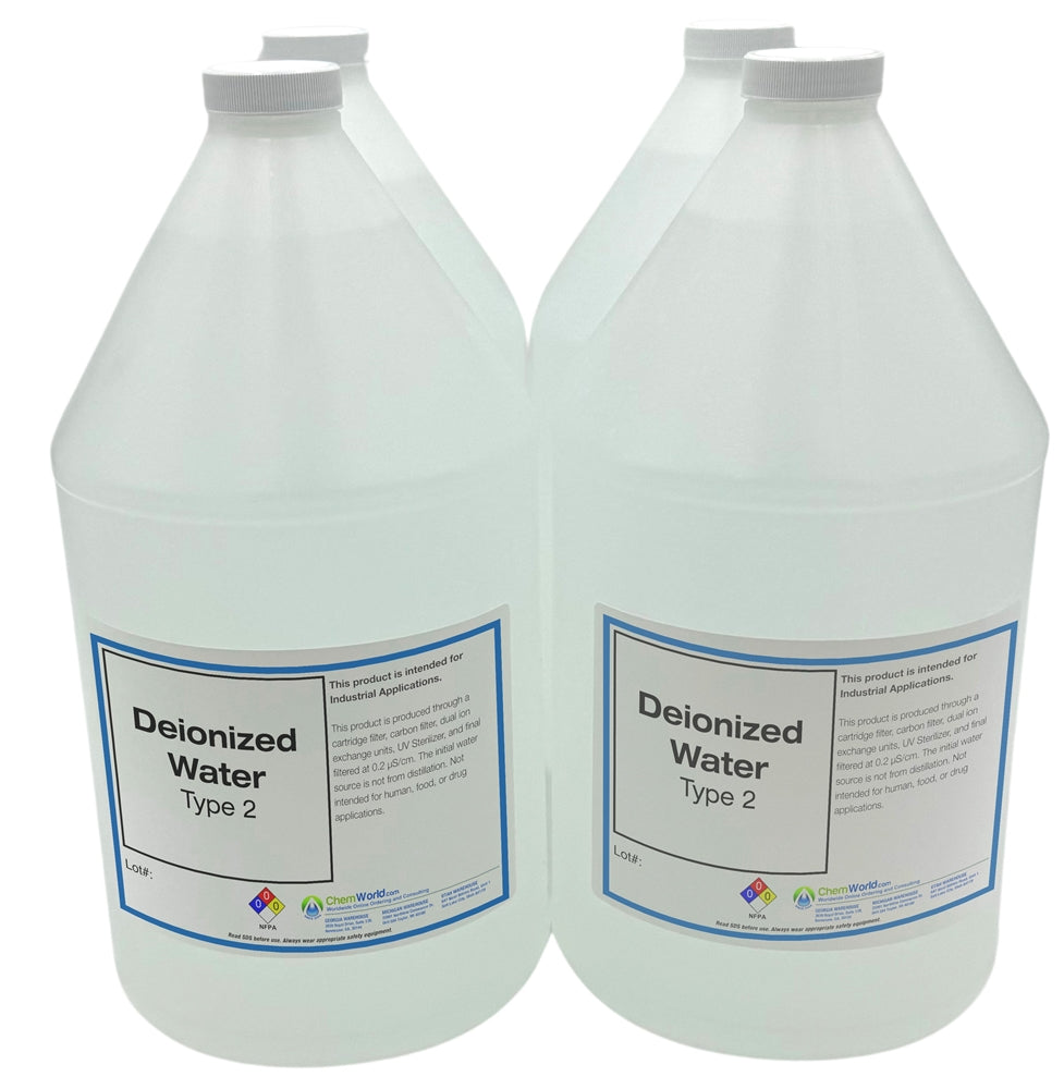 DeIonized Water (Type II) - 4x1 Gallons