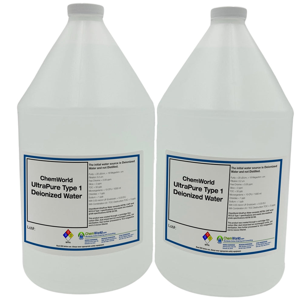Type I Deionized Water - 2x1 Gallons