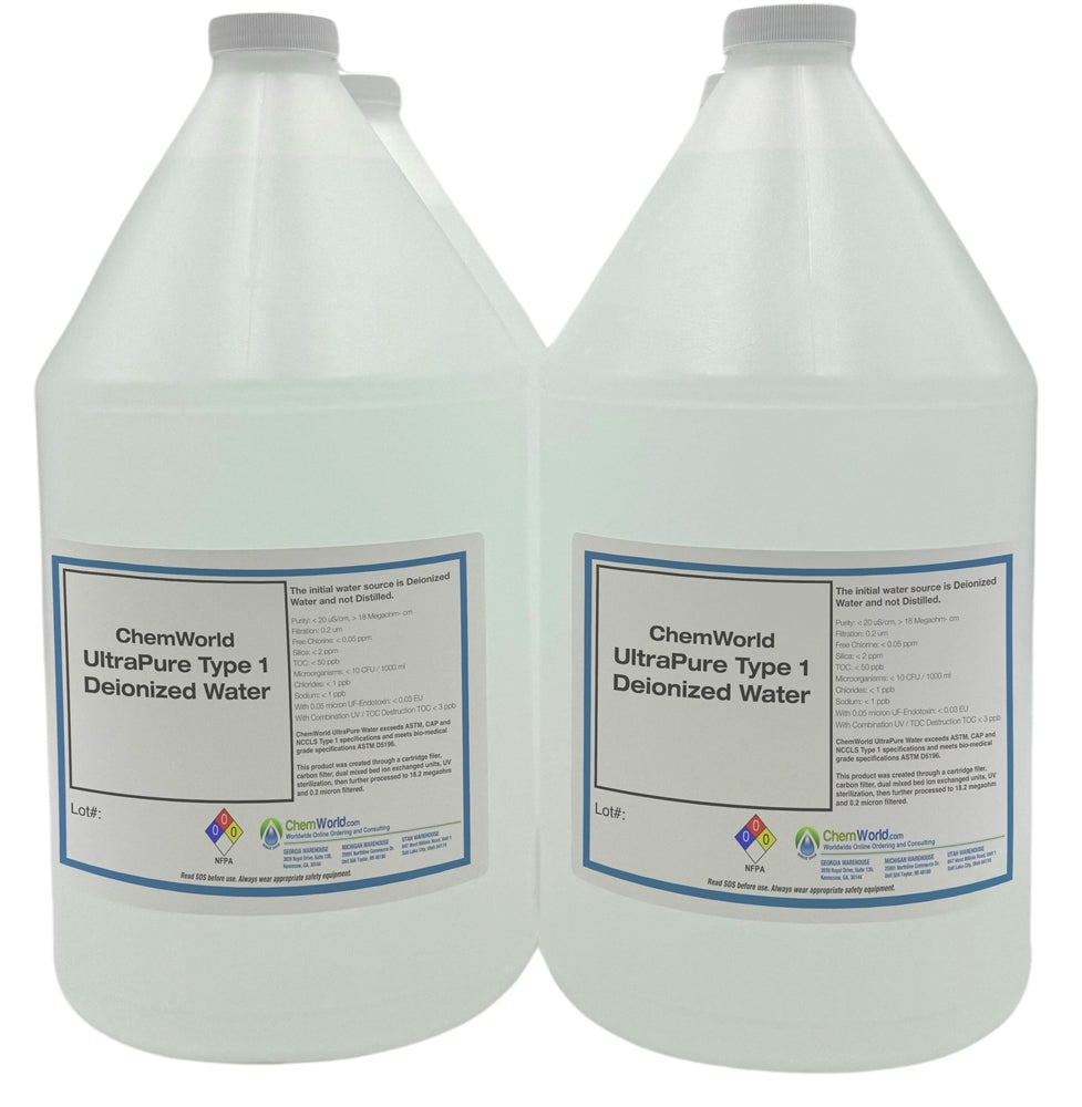 Type I Deionized Water - 4x1 Gallons
