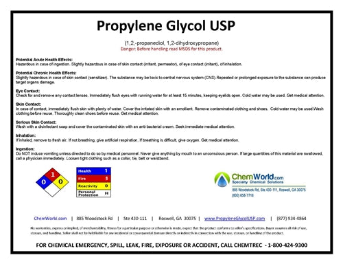 Propylene Glycol USP 99.9% - 4x1 Gallons