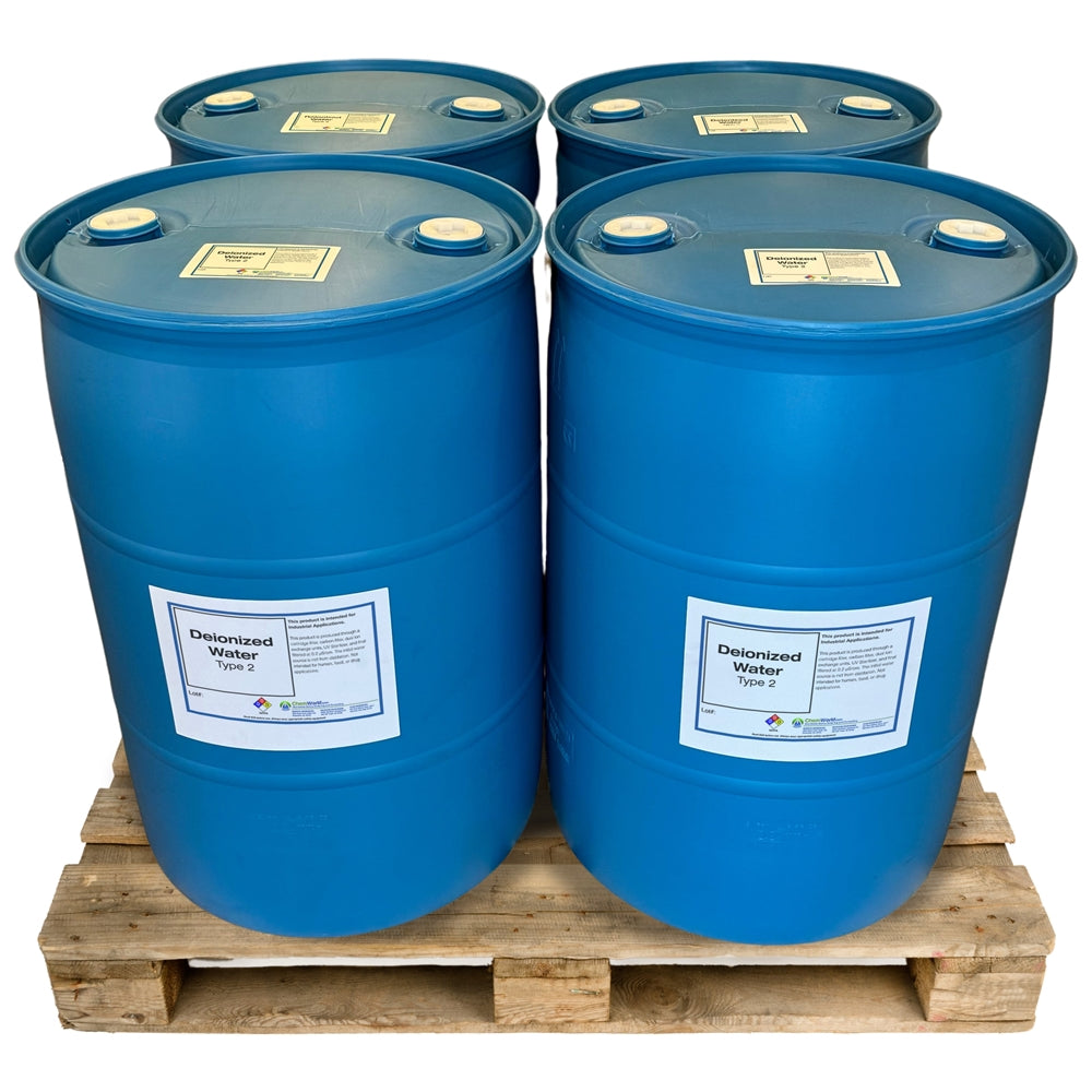 DeIonized Water (Type II) - 4 x 55 Gallon Drums