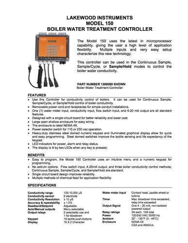 Boiler Conductivity Controller - LakeWood Instruments 150