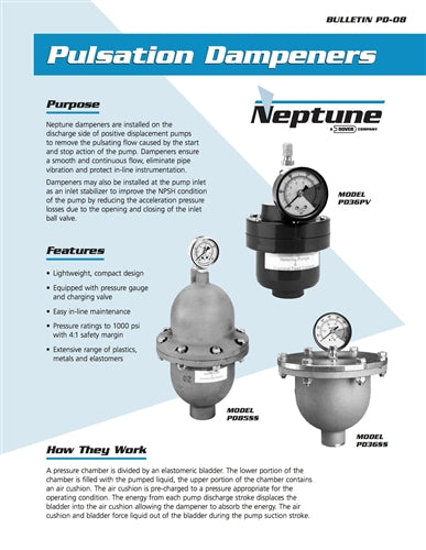 Pulsation Dampeners Data Sheet