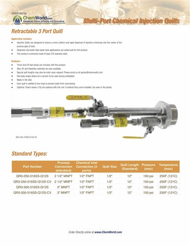 Chemical Injection Quills - Retractable 3 Port
