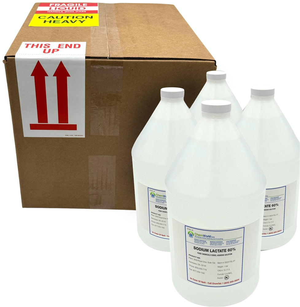 Sodium Lactate 60% - Tech Grade - 4x1 Gallon