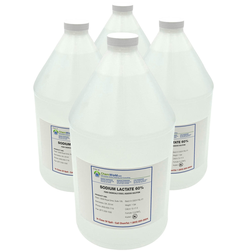 Sodium Lactate 60% - Tech Grade - 4x1 Gallon