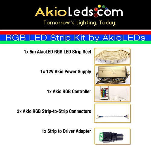 Complete AkioLED RGB LED Strip Kit - 5 meters