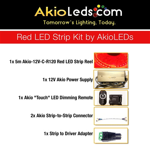 Complete AkioLED Red LED Strip Kit - 5 meters