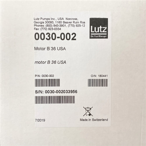 Lutz B36 and B36SC Pump Head - 120V & 230V