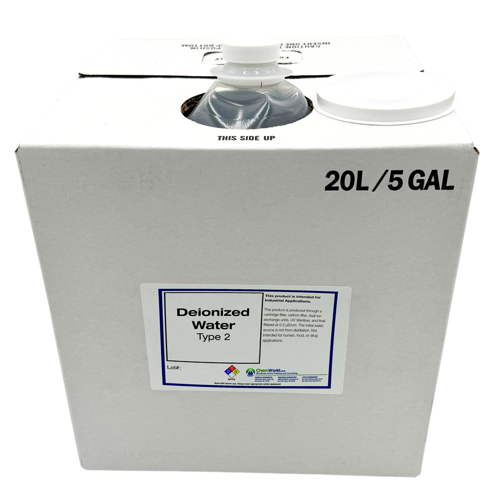 DeIonized Water (Type II) - 20 liter cube