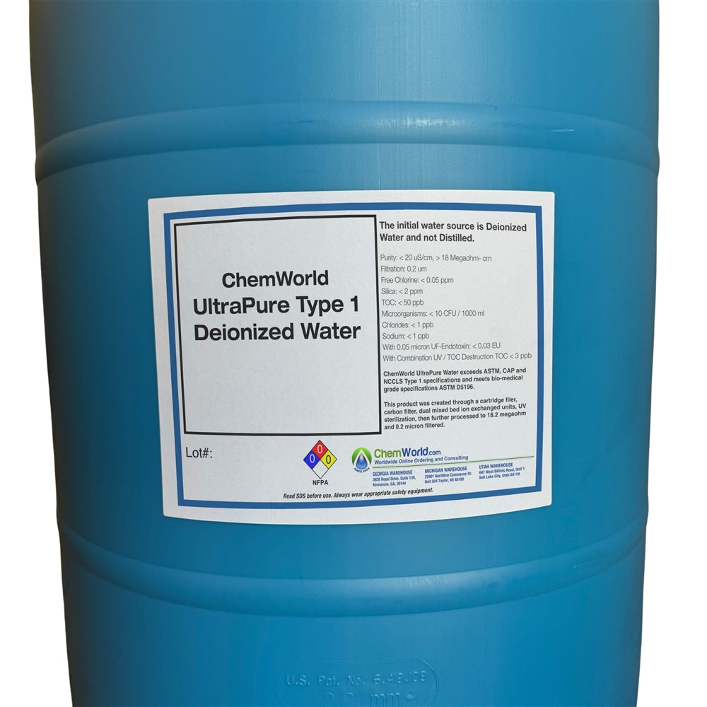 Type I Deionized Water - 55 Gallons