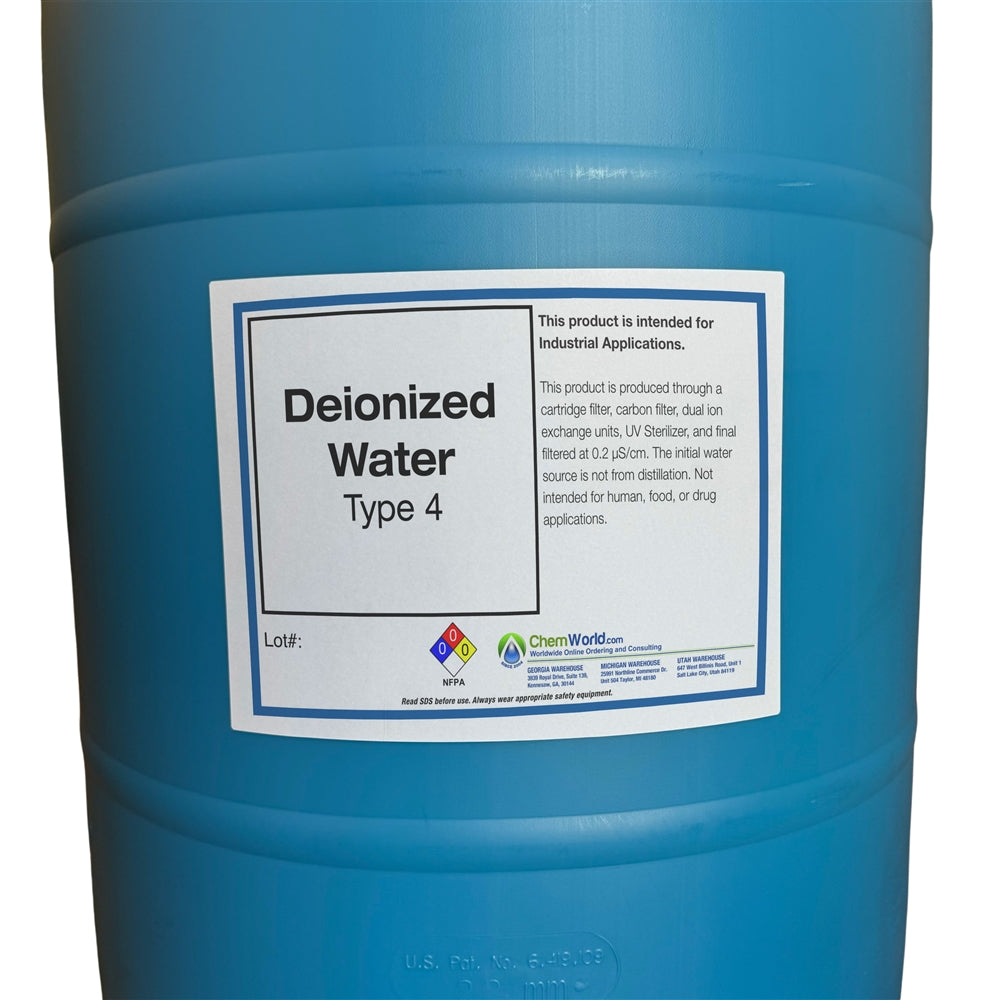 DeIonized Water Type IV - 55 Gallons