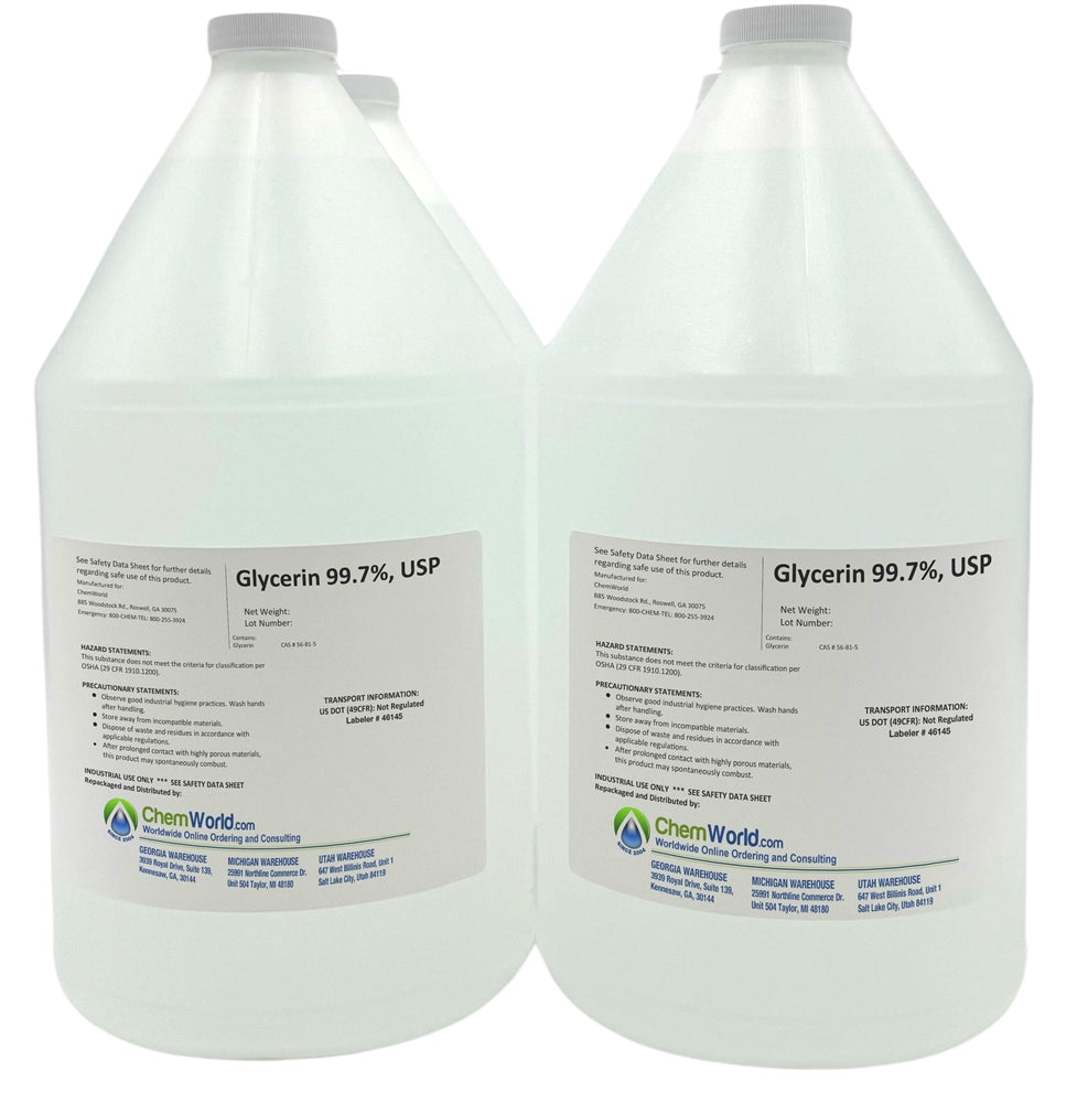 Glycerin USP (Made in the USA) - 4x1 Gallons