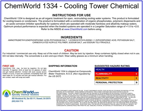 Cooling Tower Chemical (Moderate Water) - 5 to 55 gallons