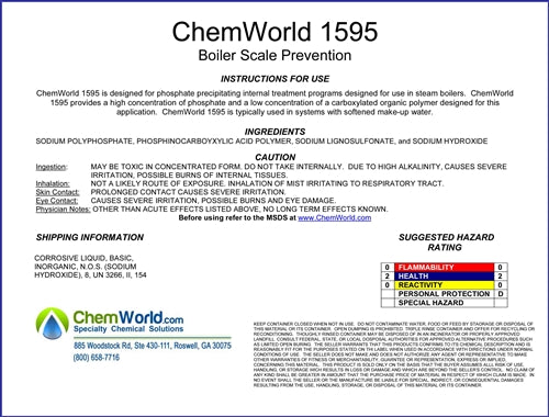 Steam Boiler Scale Prevention Chemical - 5 to 55 Gallons