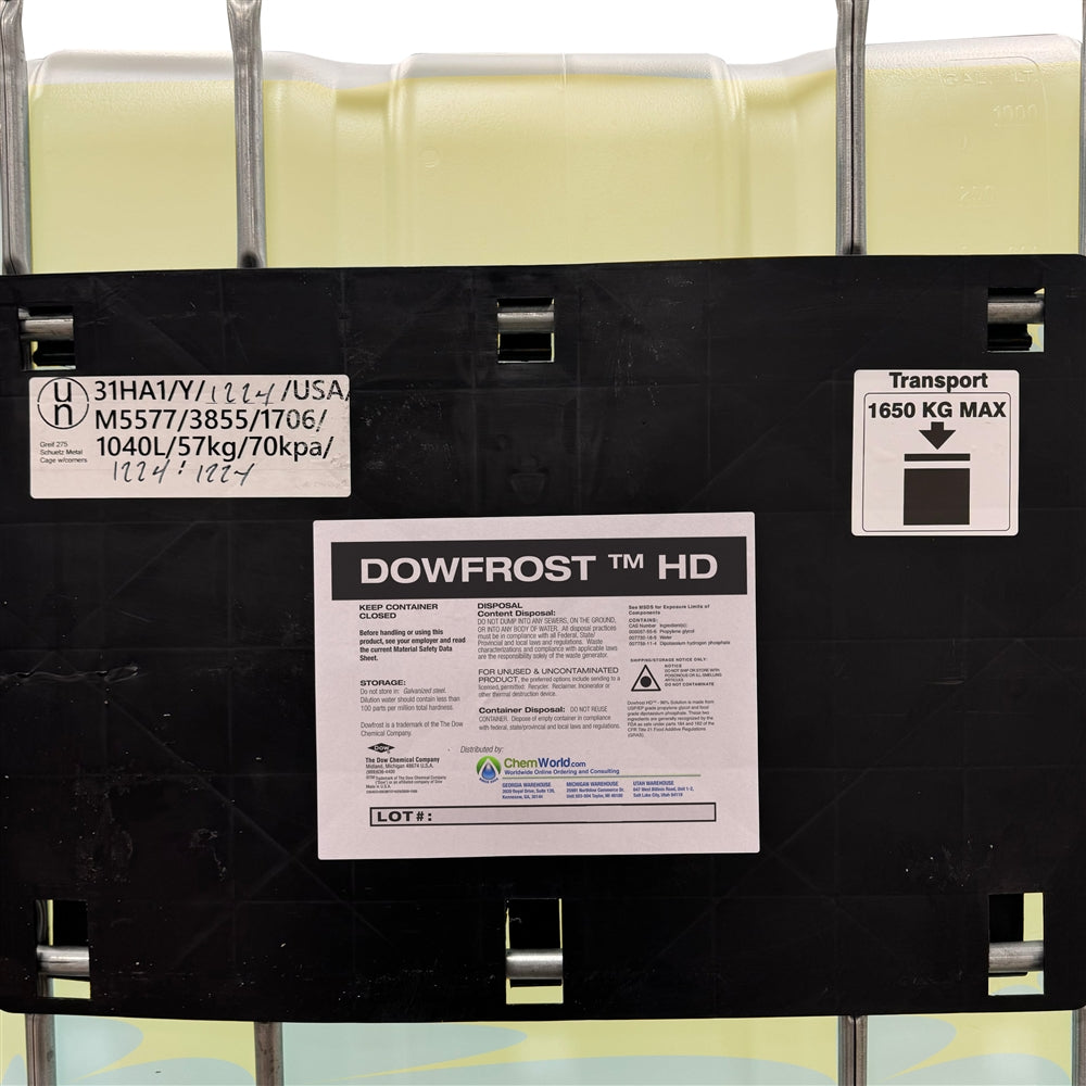 Dowfrost HD Propylene Glycol (94%) - 275 Gallon Tote