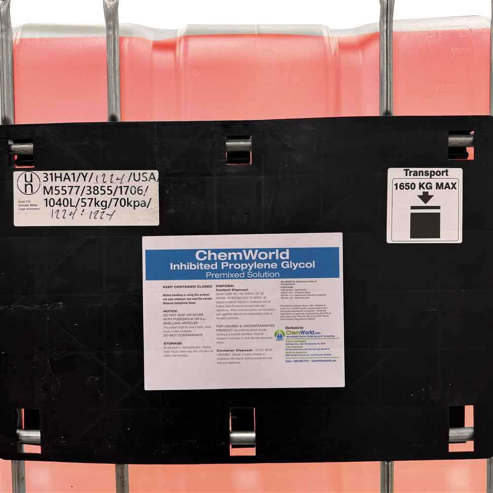 Premixed Inhibited Propylene Glycol Totes (20% to 50%) - 275 Gallons