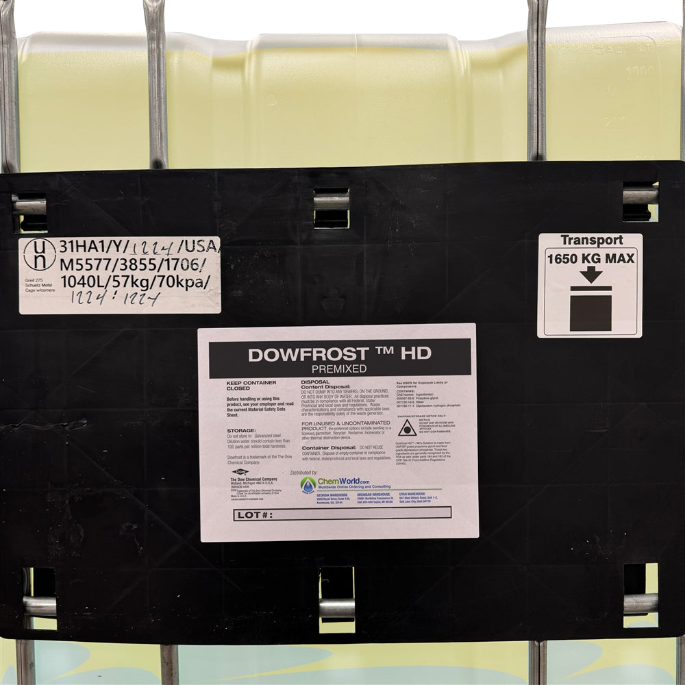 Dowfrost HD Glycol Premixed (25% to 50%) - 275 Gallon Totes
