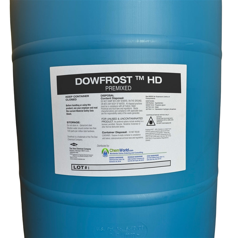 Dowfrost HD Glycol Premixed (25% to 50%) - 55 Gallons
