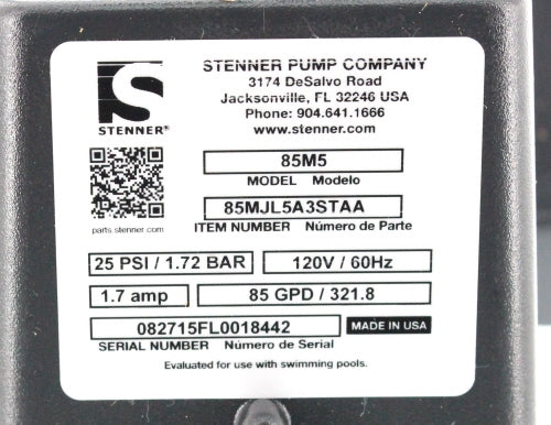 Stenner Pump 85M5 (Motor & Pump Head only)