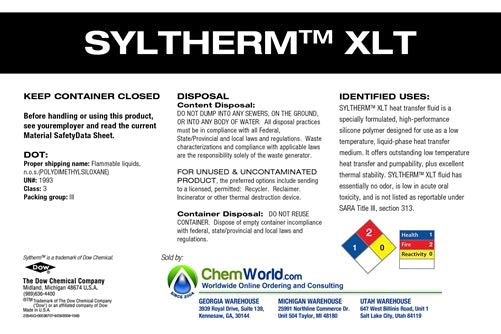SYLTHERM XLT Silicone Heat Transfer Fluid - 20 liters